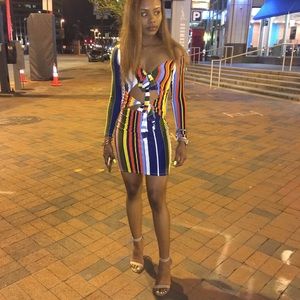 SUPER CUTE STRIPED OFF THE SHOULDER  DRESS